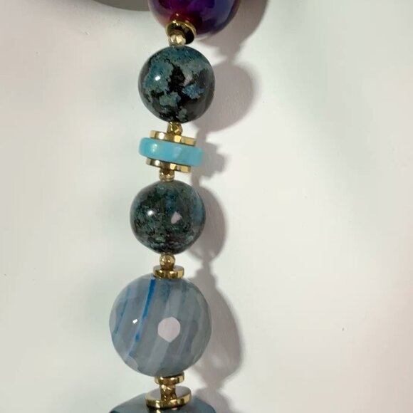 Chunky Blue Gemstone Statement Necklace – Turquoise & Blue Agate - Picture 11 of 11